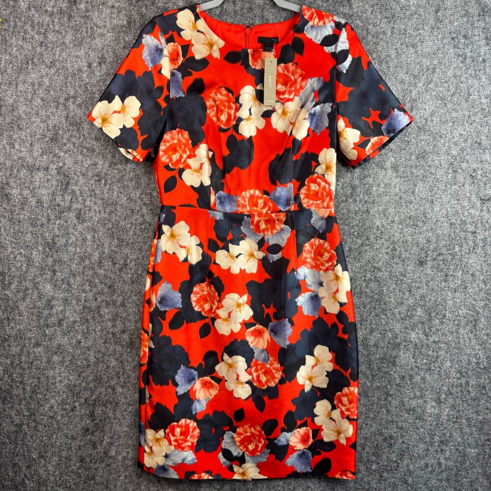 J.Crew Collection Silk Wool Floral Sheath Dress Red Size 6 NWT - Picture 2 of 12